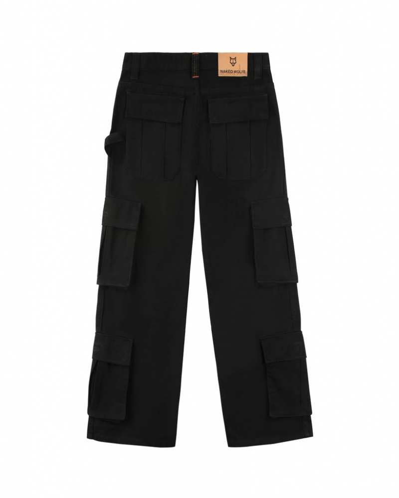 Naked Wolfe Baggy Pocket Cargo Pants Hlače Moški Črne Slovenija | Y7Q-1527