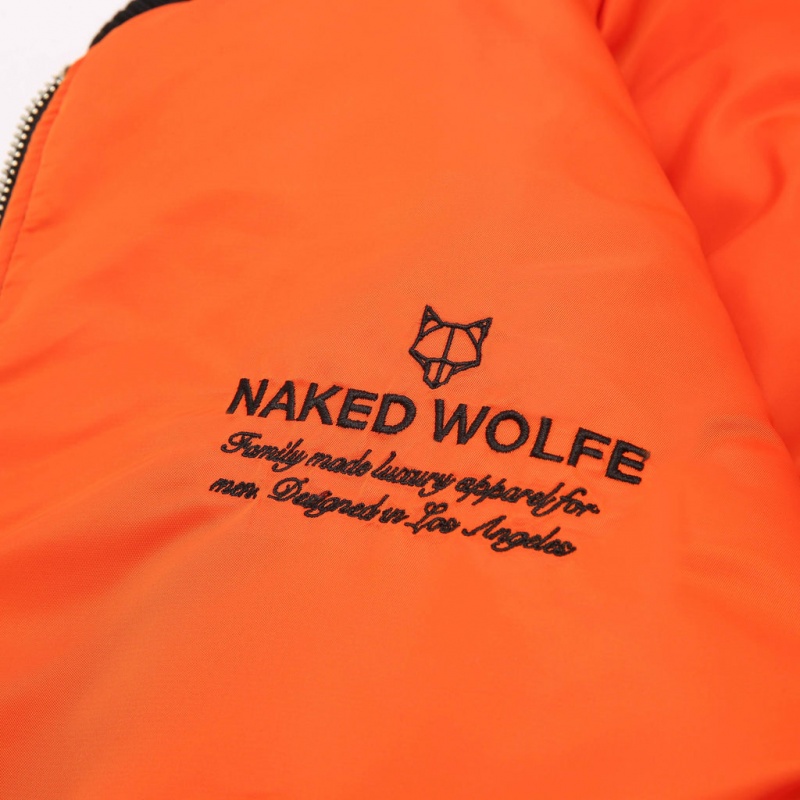 Naked Wolfe Double Sided Bomber Jacket Vrhnja Oblačila Moški Črne Oranžne Slovenija | Q6D-0432