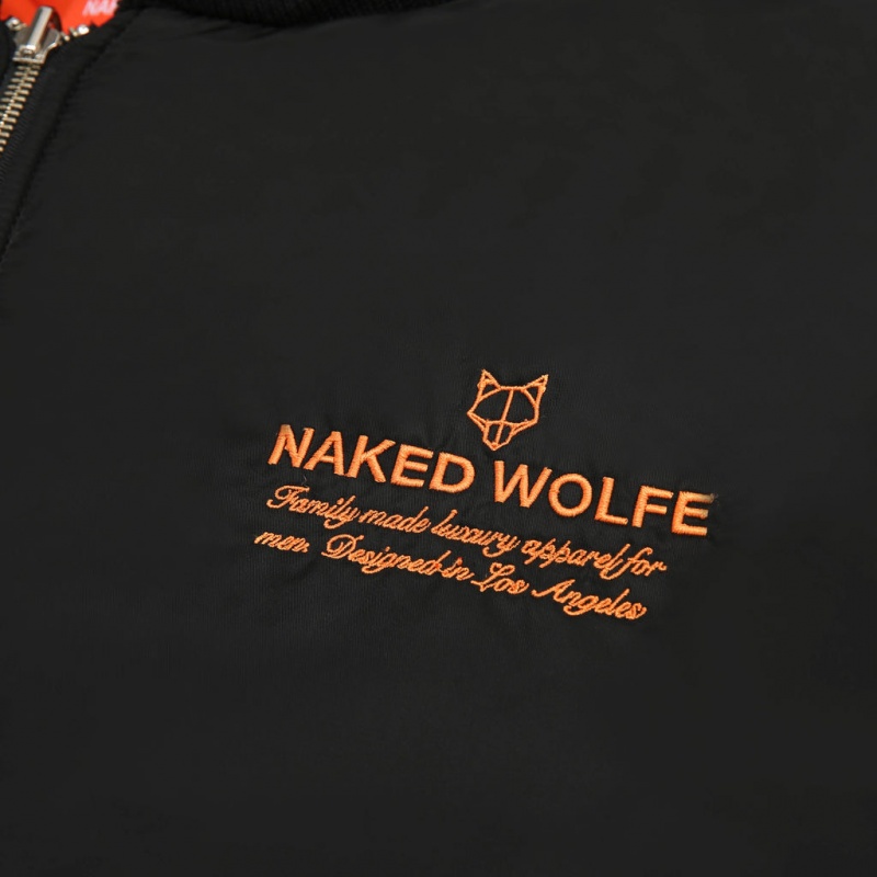 Naked Wolfe Double Sided Bomber Jacket Vrhnja Oblačila Moški Črne Oranžne Slovenija | Q6D-0432