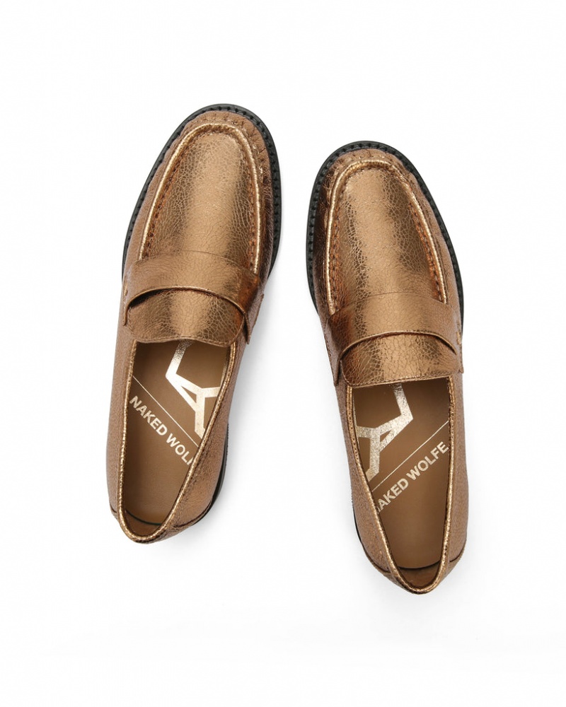 Naked Wolfe Goldie Foil Sheep Loafers Ženski Zlate Slovenija | J0T-8637