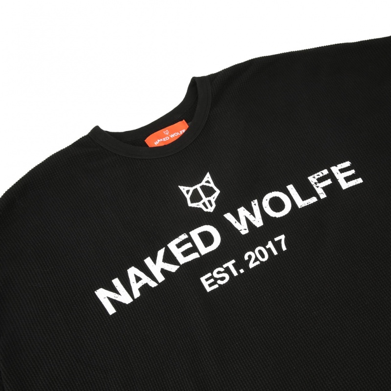 Naked Wolfe Thermal Puloverji Moški Črne Slovenija | P1R-0758