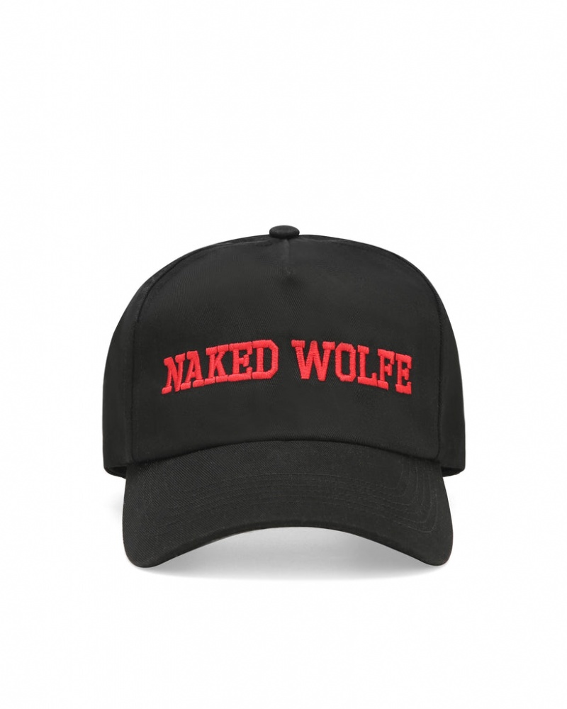 Naked Wolfe Varsity Unconstructed Cap Klobuki Moški Črne Rdeče Slovenija | S9L-5899